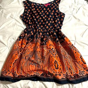 Navy blue and orange dress